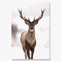 Nordic painting forest deer owl landscape bright winter