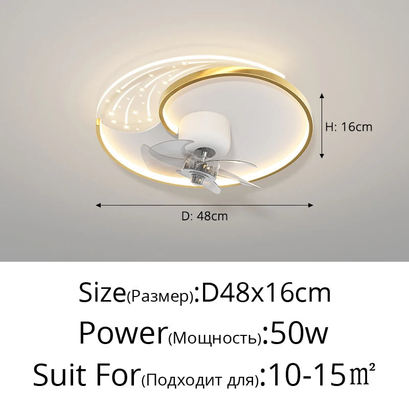 Modern ceiling lamp with mobile fan and smart lighting - view 7