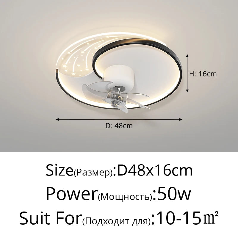 Modern ceiling lamp with mobile fan and smart lighting - view 8