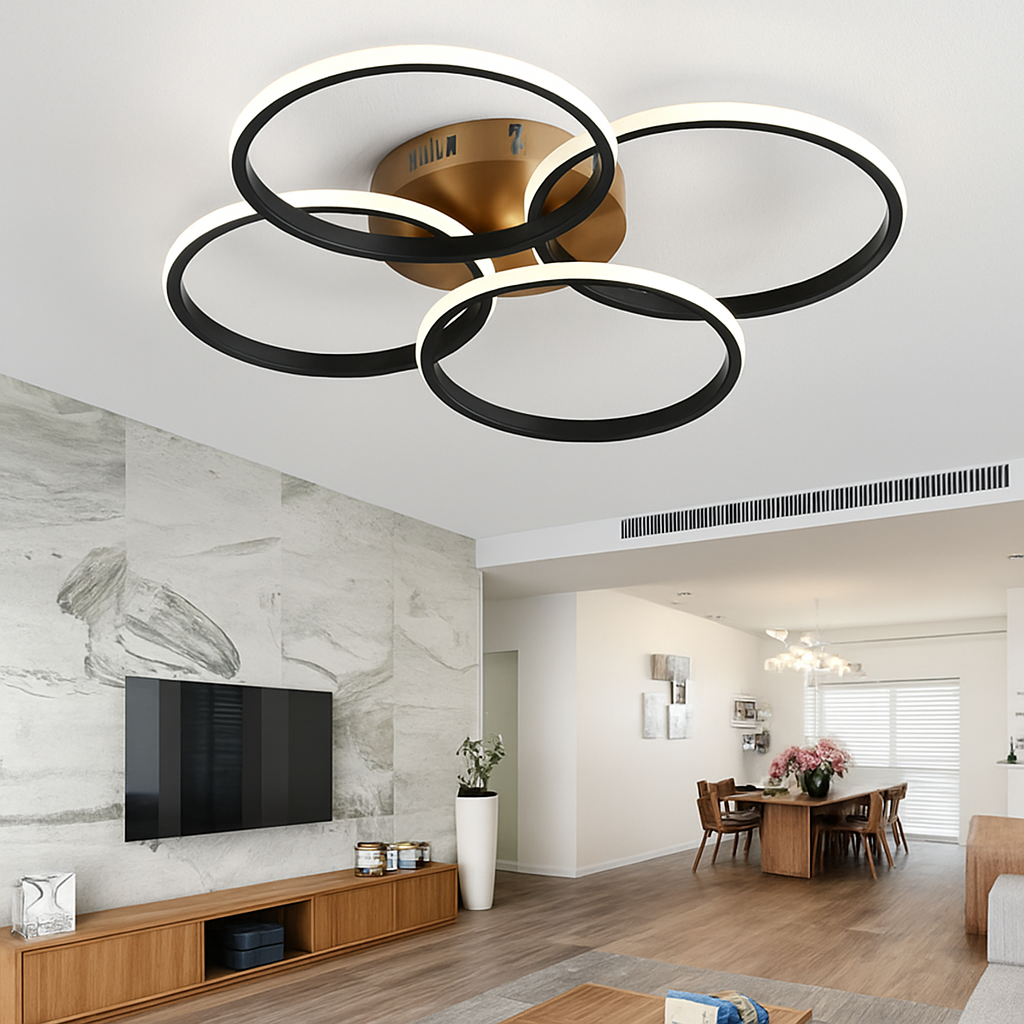 Nordic ceiling with modern ring lighting - view 3
