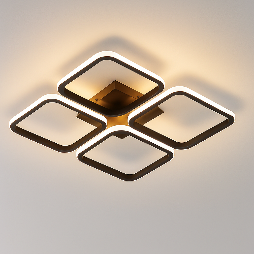 Nordic ceiling with modern ring lighting - Square A L64x64cm / Warm White