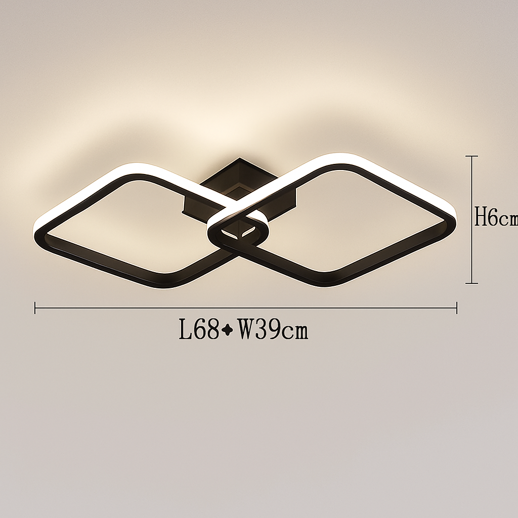 Nordic ceiling with modern ring lighting - Black L68x39cm / Warm White