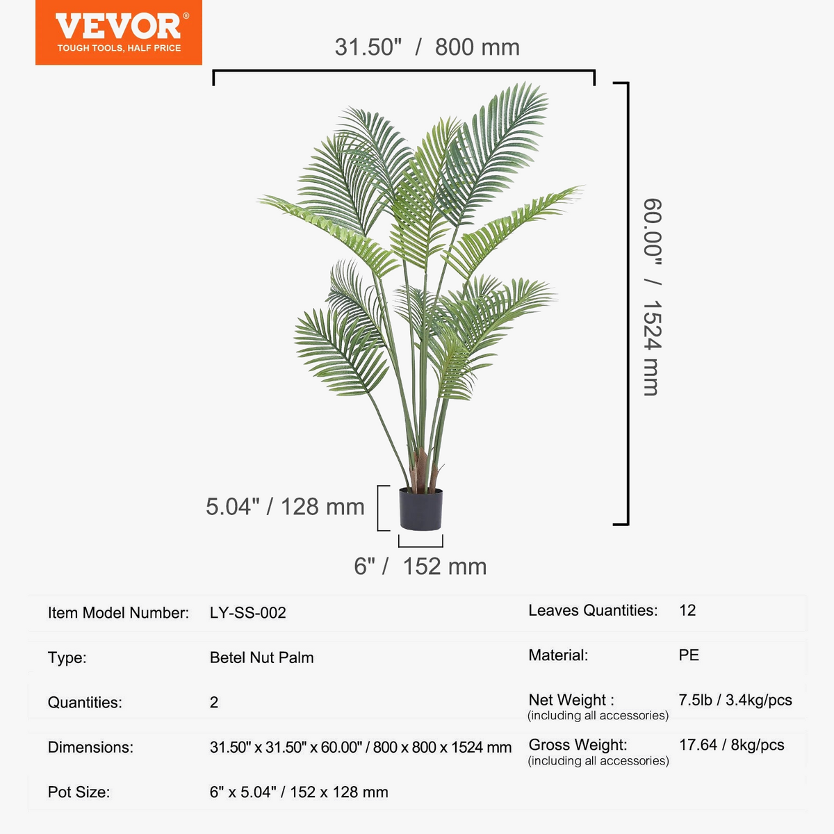 Artificial palm plant easy to care and secure for indoors - view 7