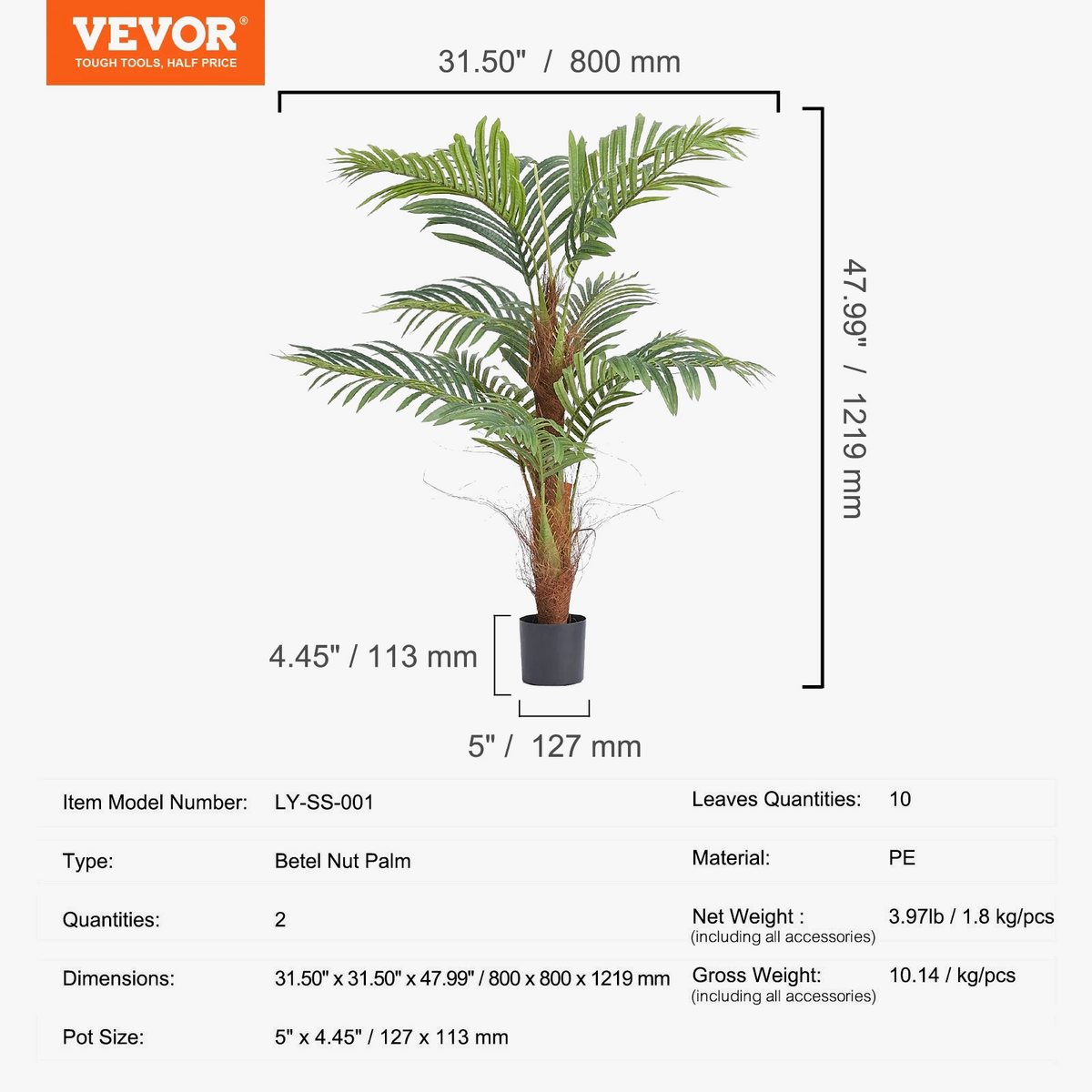 Artificial palm plant easy to care and secure for indoors - view 9