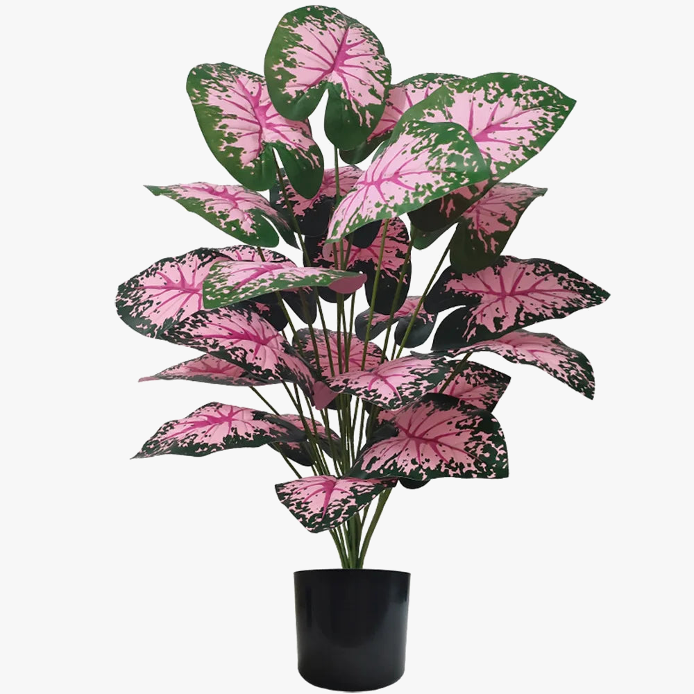 Artificial pink leaf plants for interior decoration and parties
