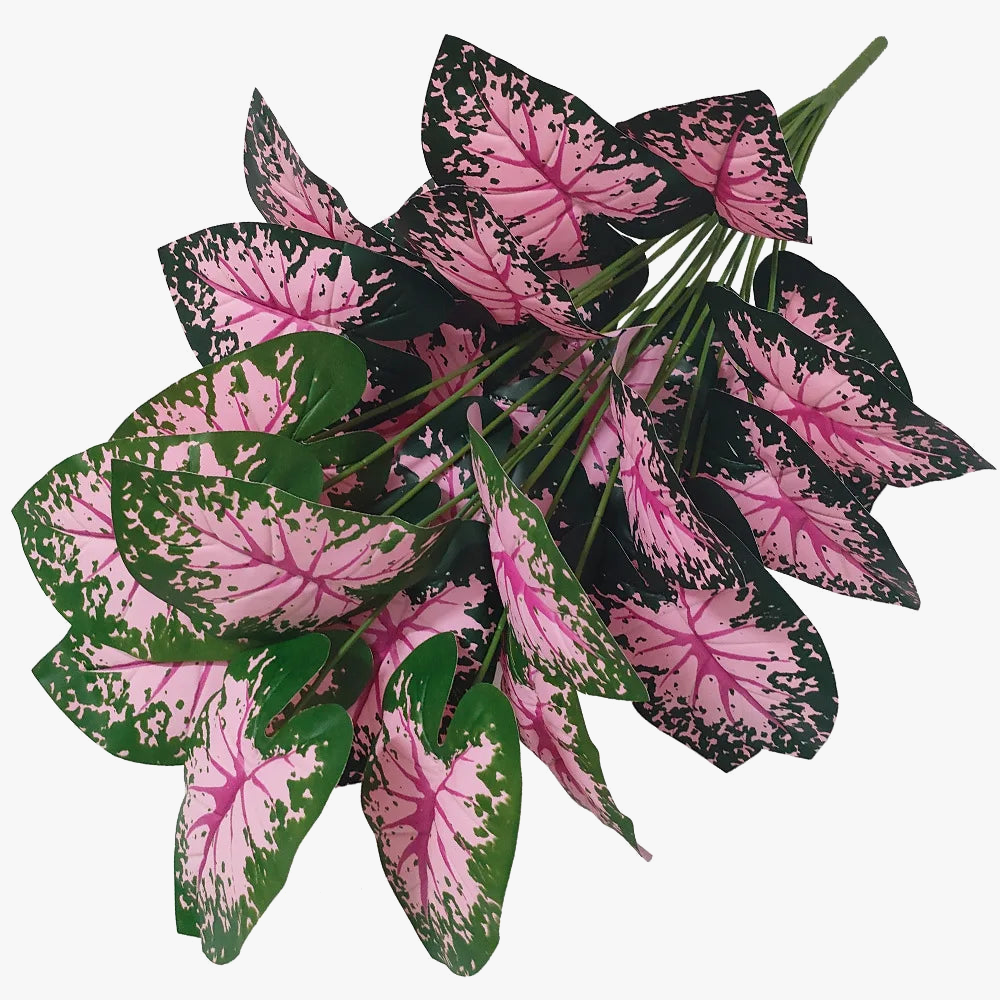 Artificial pink leaf plants for interior decoration and parties - view 2