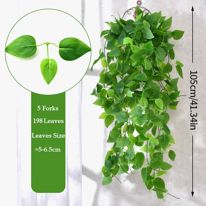 Hanging Artificial Scindapsus Leaf Plant, 105 cm - view 4