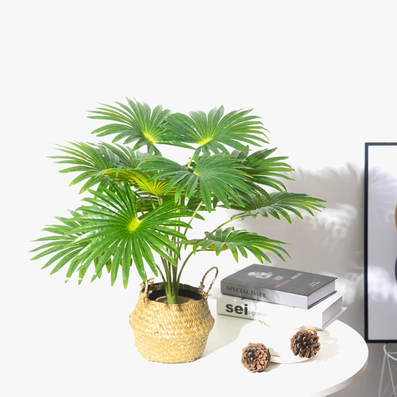 Tropical artificial plants monstera and plastic palm for decoration - view 3