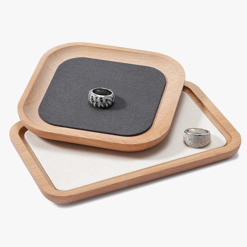Wooden storage tray for jewelry watches and necklaces