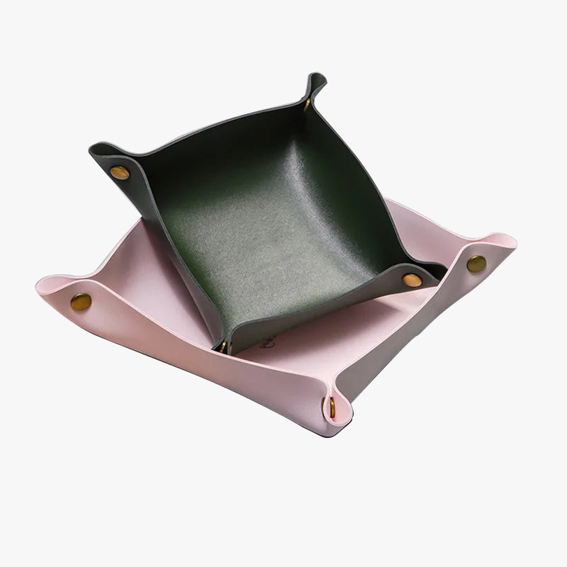 Multifunction leather storage tray for various objects - view 2