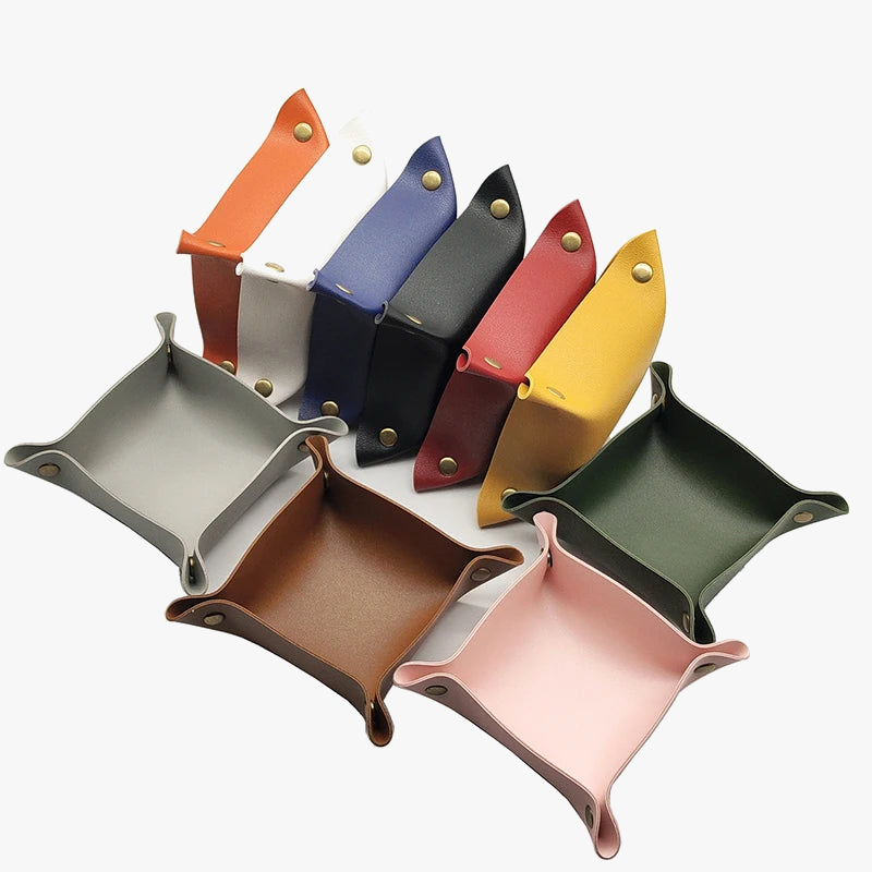 Leather storage tray for decorative folding desk - view 3