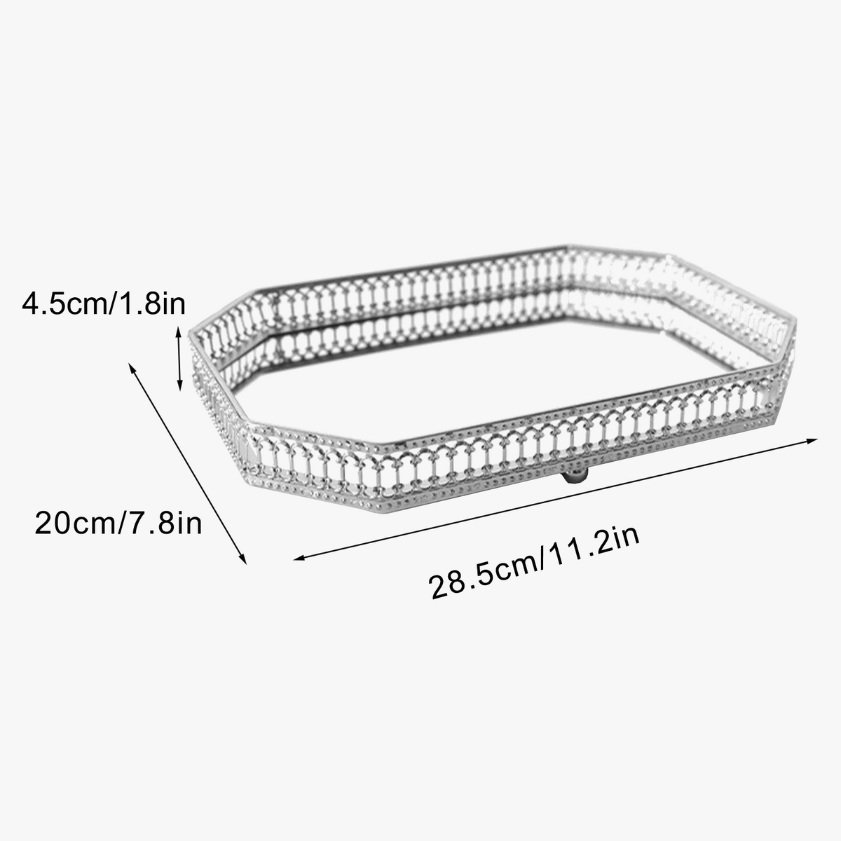 Metal storage tray decorative mirror for cosmetics and dishes - view 10