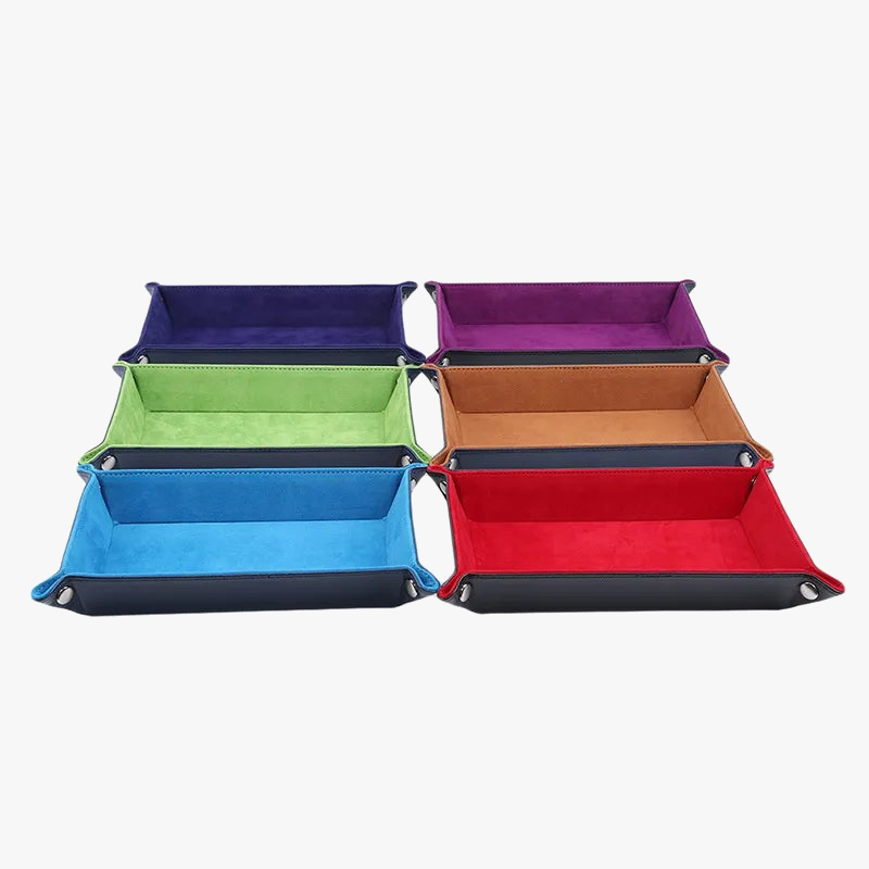 Foldable leather storage tray for games and miscellaneous items - view 2