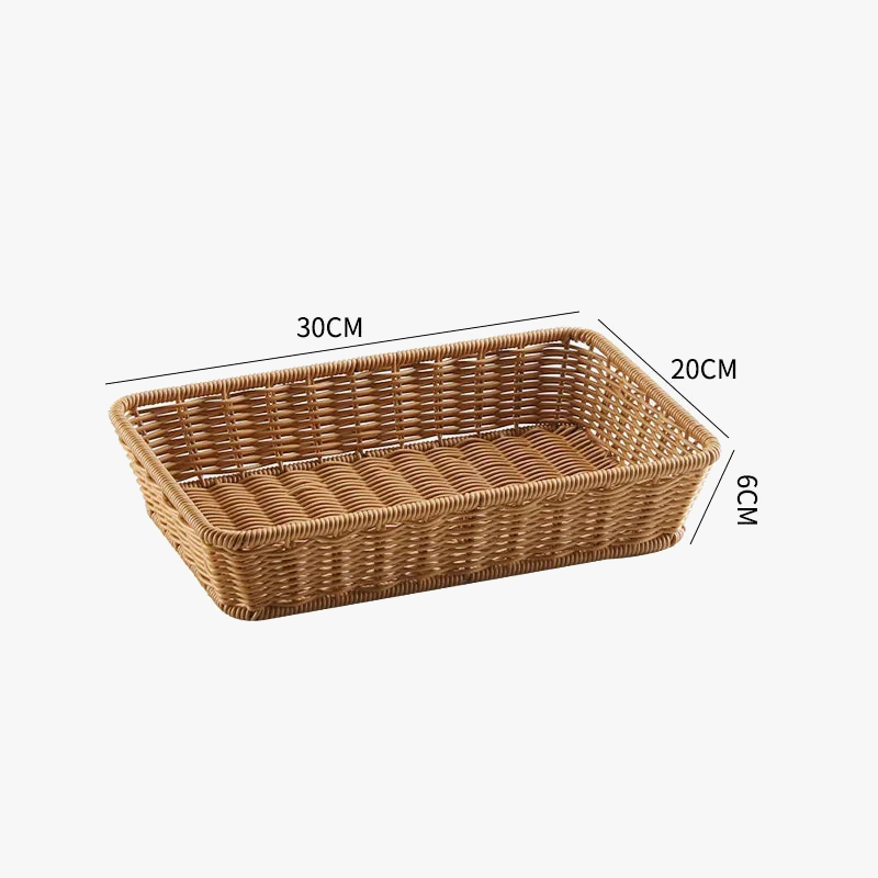 Service tray in woven basket rattan with handles for storage - view 6