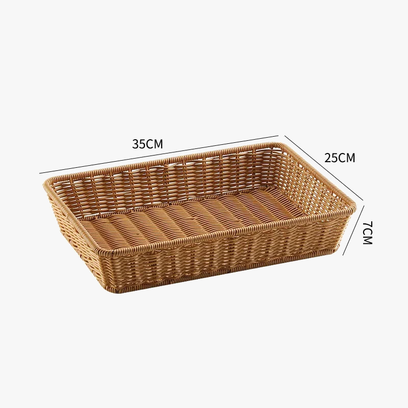 Service tray in woven basket rattan with handles for storage - view 7