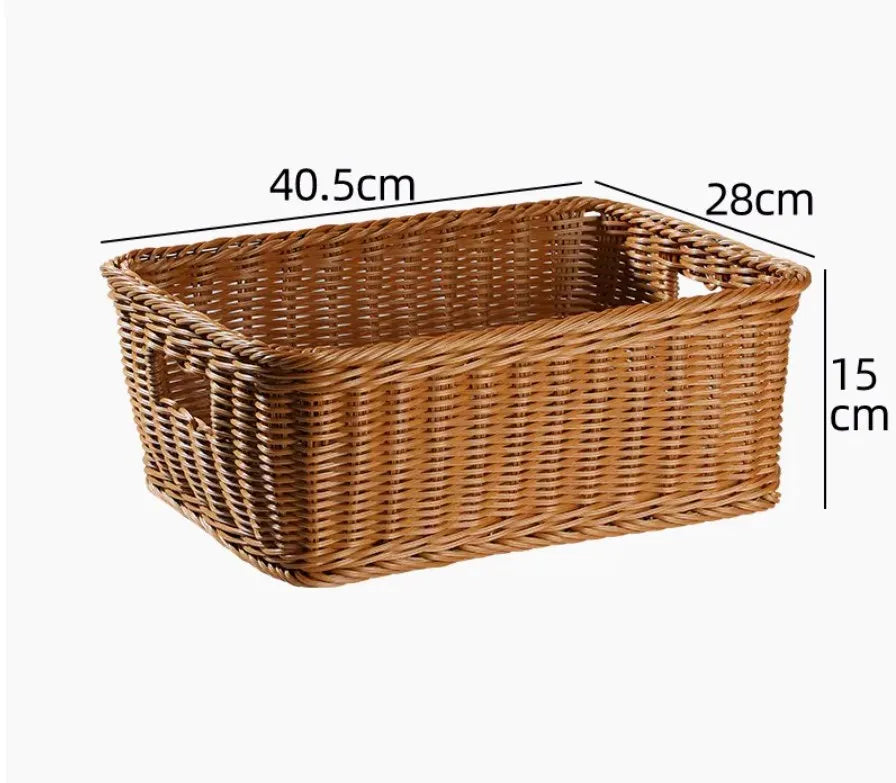Service tray in woven basket rattan with handles for storage - view 10