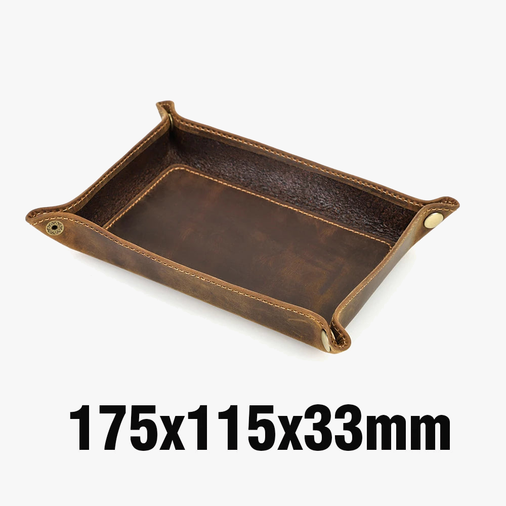 Foldable storage trays in genuine leather for desk and key - view 8