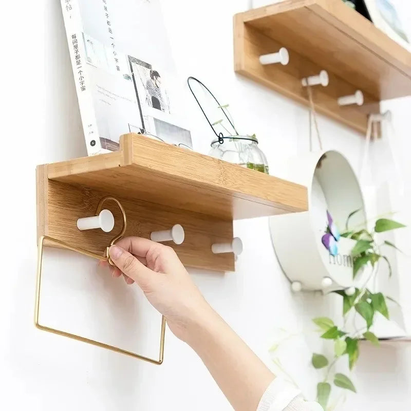 Wooden wall coat holder for creative and practical storage