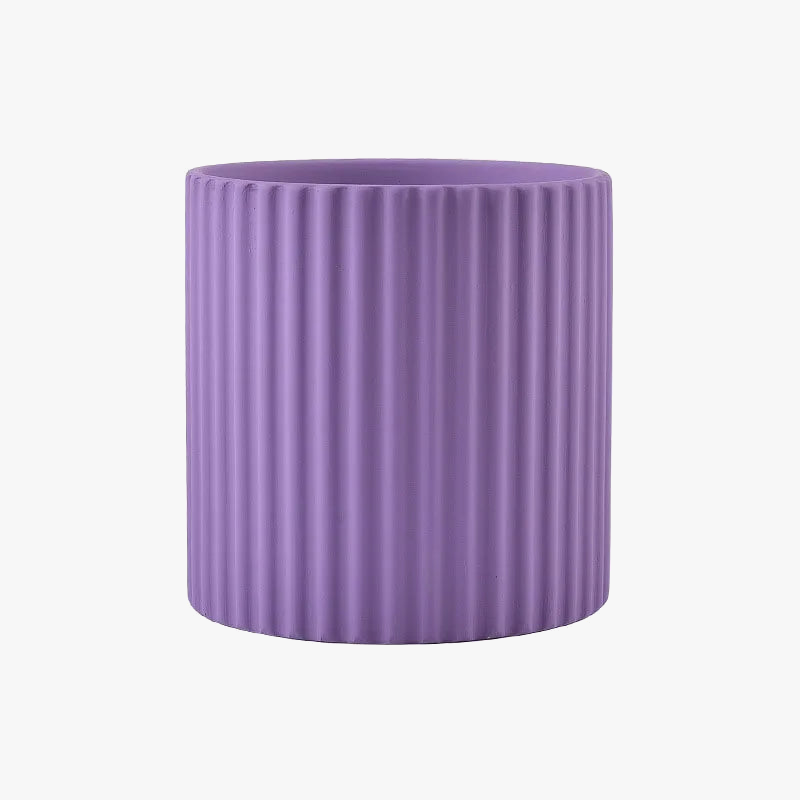 Ceramic flower jar vertical lines for indoor plants - view 7