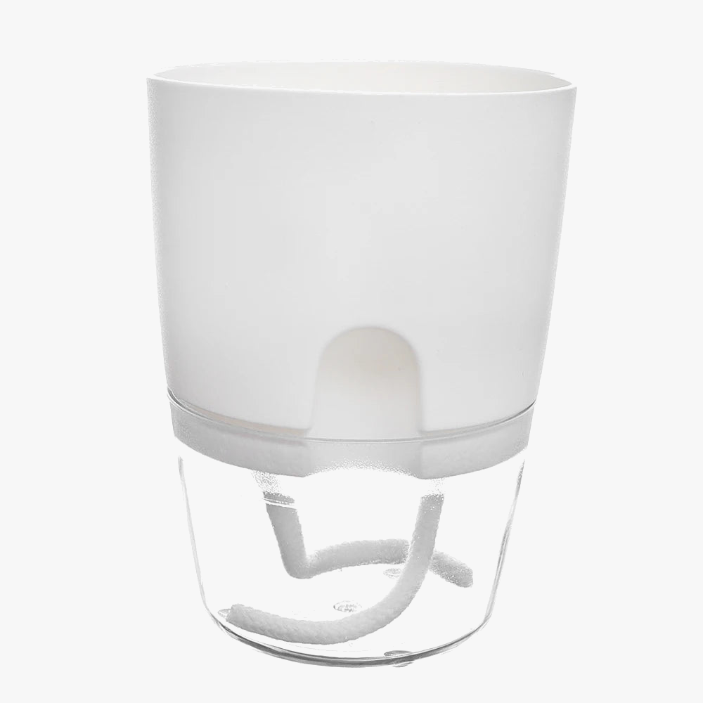 Plastic flower pot with automatic watering and absorbent rope - view 7