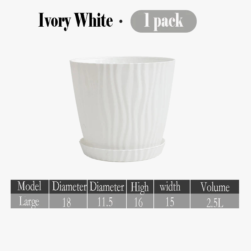 Single high flower pot with multicolor plastic undulations - view 5