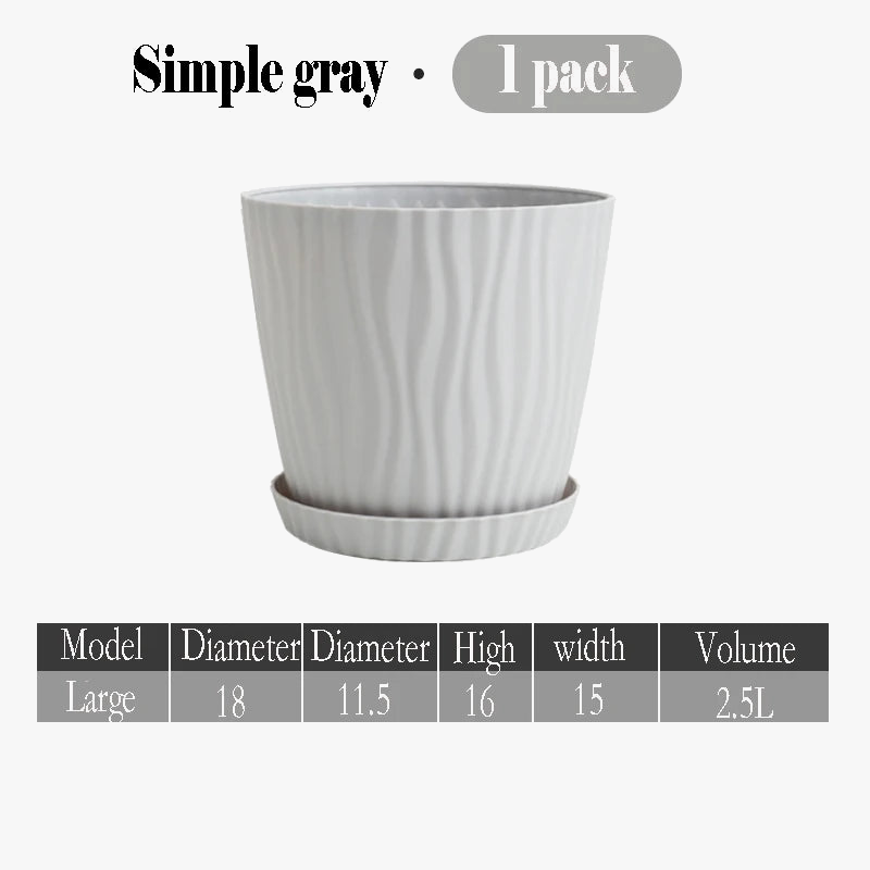 Single high flower pot with multicolor plastic undulations - view 6