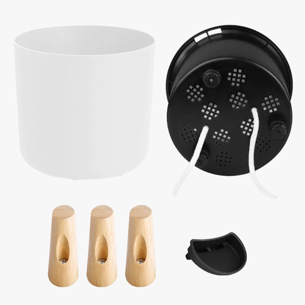Round standing flower pot with automatic watering and drainage - view 6