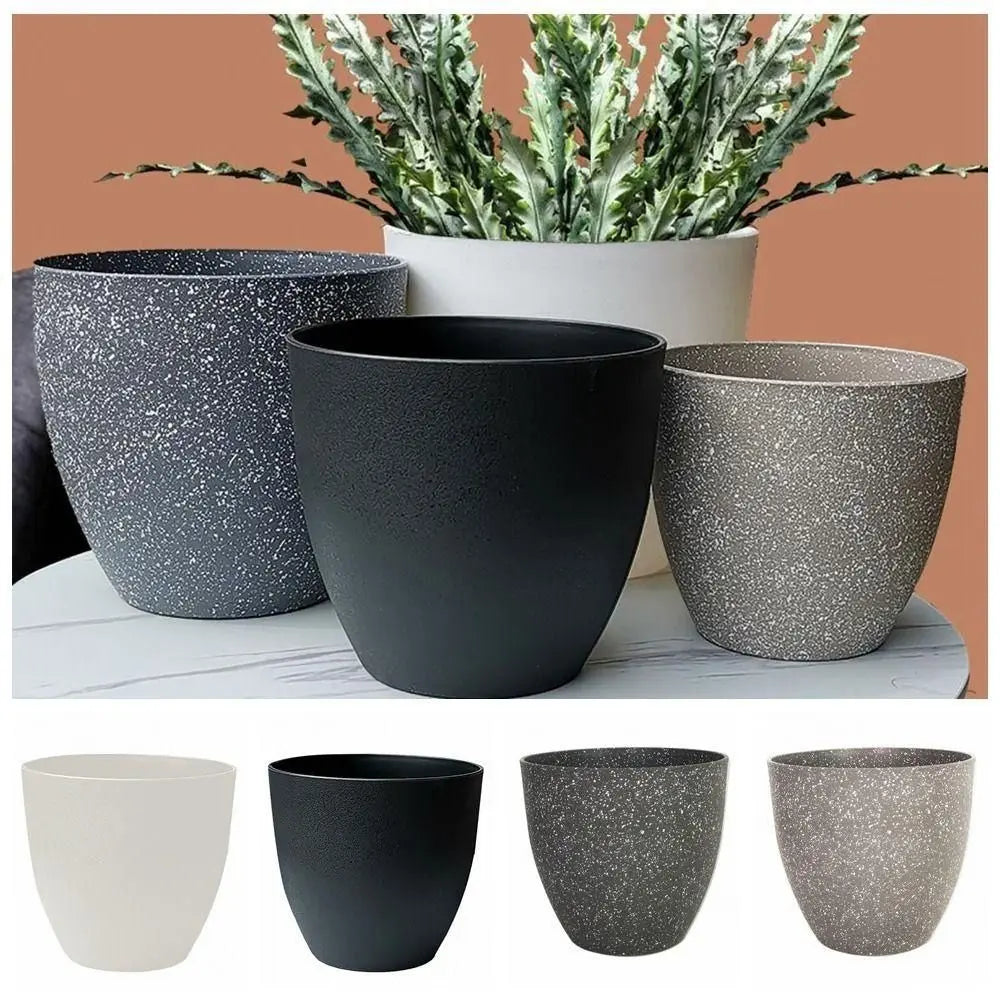 Trendy plastic imitation stone flower pot for bonsai and balcony