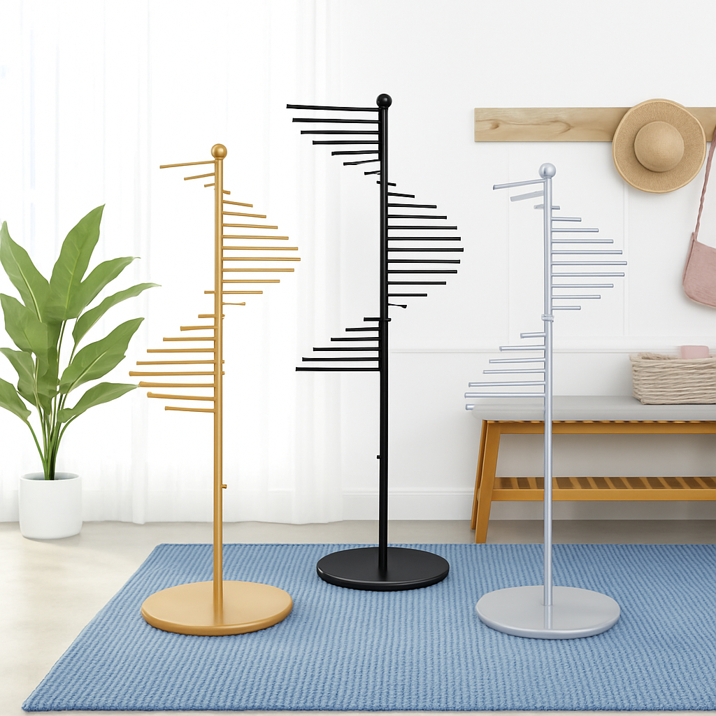 Self-supporting iron scarf display with 30 pendant light rods - view 2