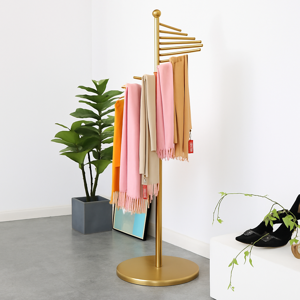 Self-supporting iron scarf display with 30 pendant light rods - view 3