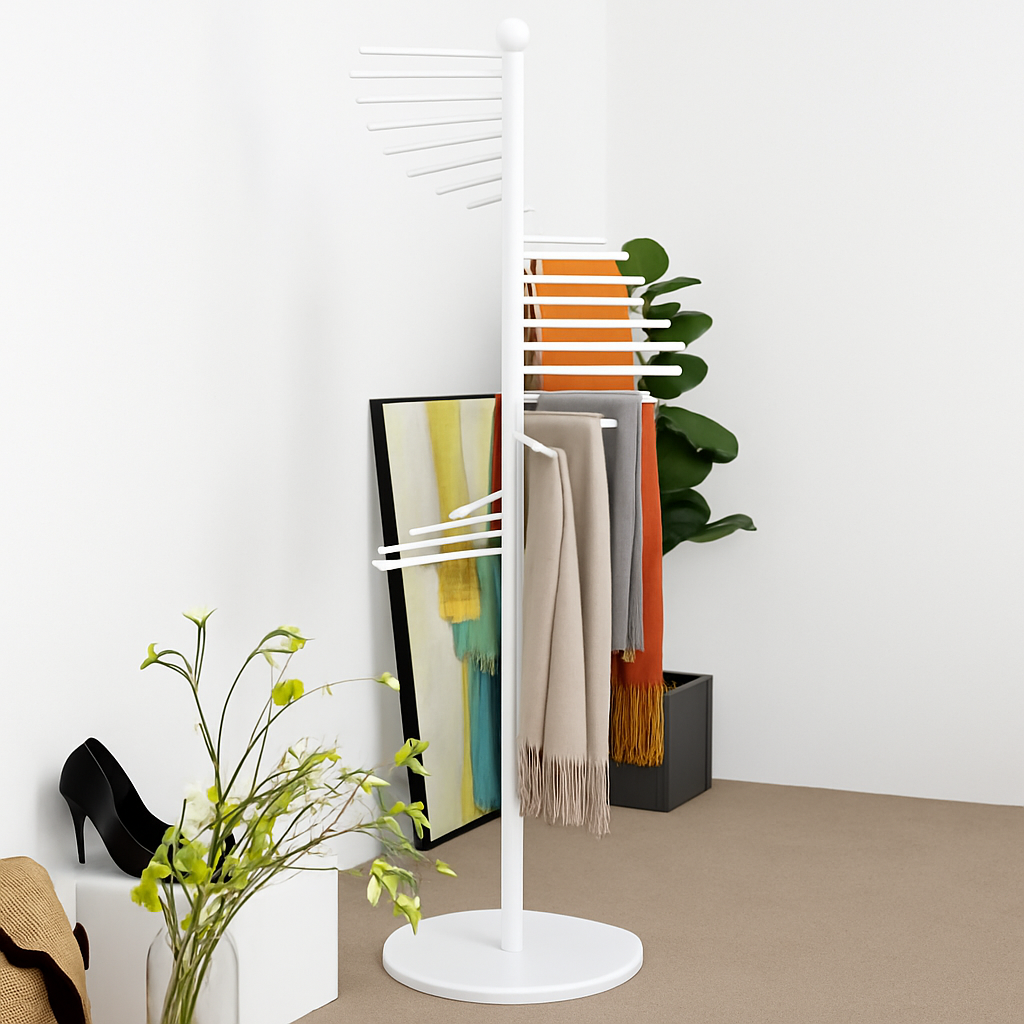 Self-supporting iron scarf display with 30 pendant light rods - view 4