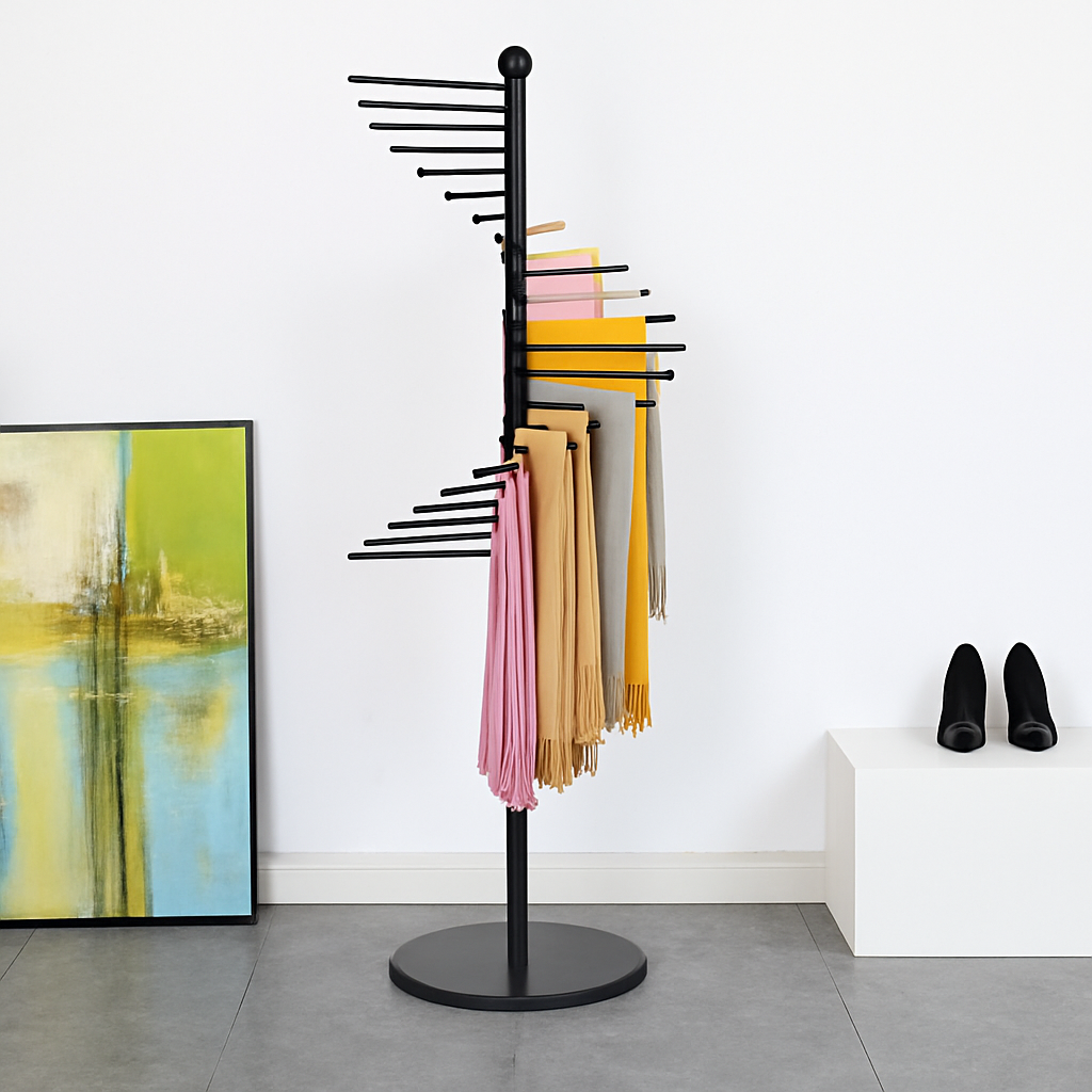 Self-supporting iron scarf display with 30 pendant light rods - view 5