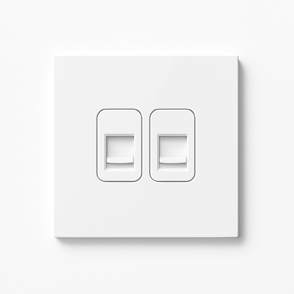 RJ45 double socket in matt white steel