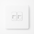 Square RJ45 Double Socket in Matt White Steel