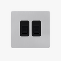 RJ45 Double Socket in Brushed Light Grey Steel, Style One