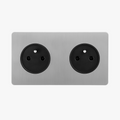 Light Grey Brushed Steel Dual Electric Socket, Ergonomic Grip
