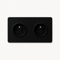 Neat Double Black Matt Steel Electric Socket