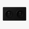Modern Double Black Matt Steel Electric Socket