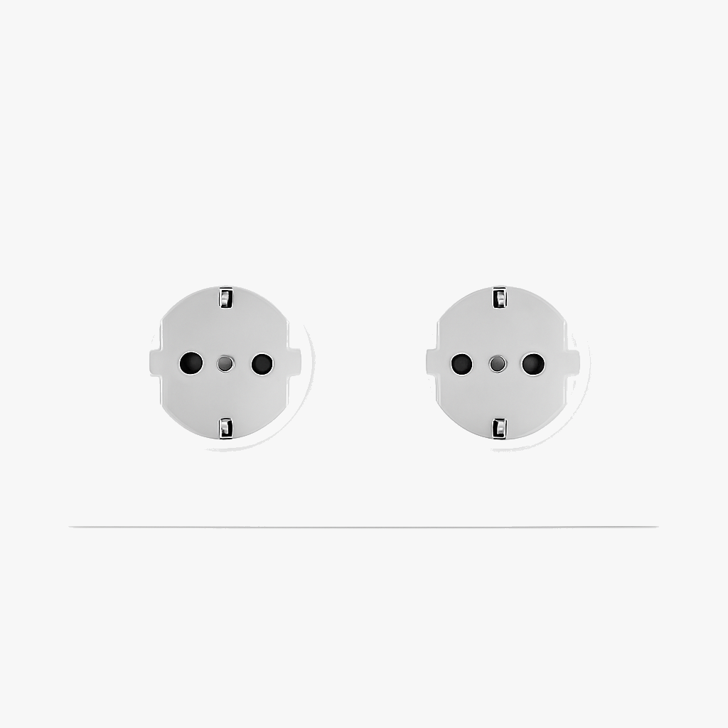 Double (Europe) electric socket in matt white steel