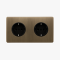 Double Electric Socket (Europe) in Brushed Grey Steel, Style Two