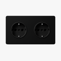 Square Double European Plug in Matt Black Steel