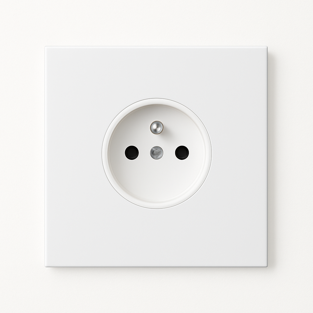White matt steel electrical socket