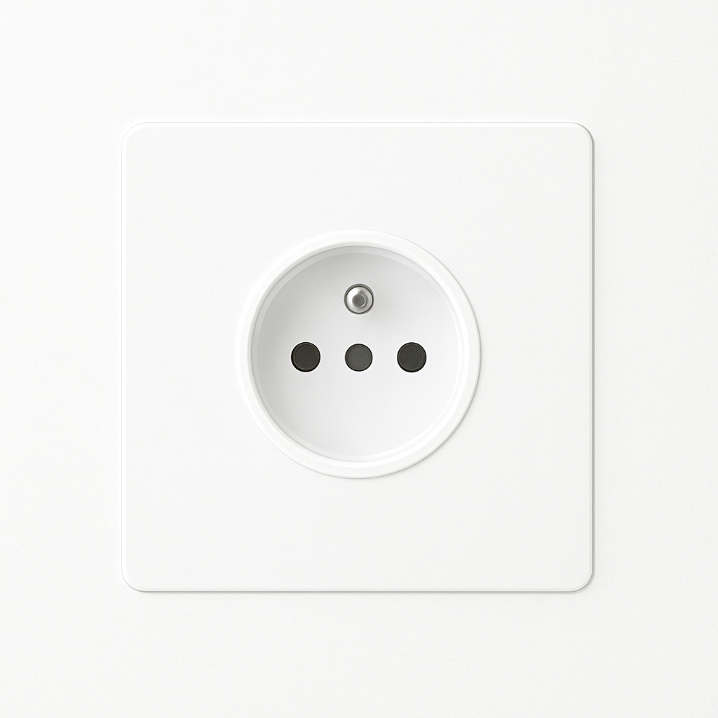 Matte White Steel Square Electrical Outlet with Rounded Edges