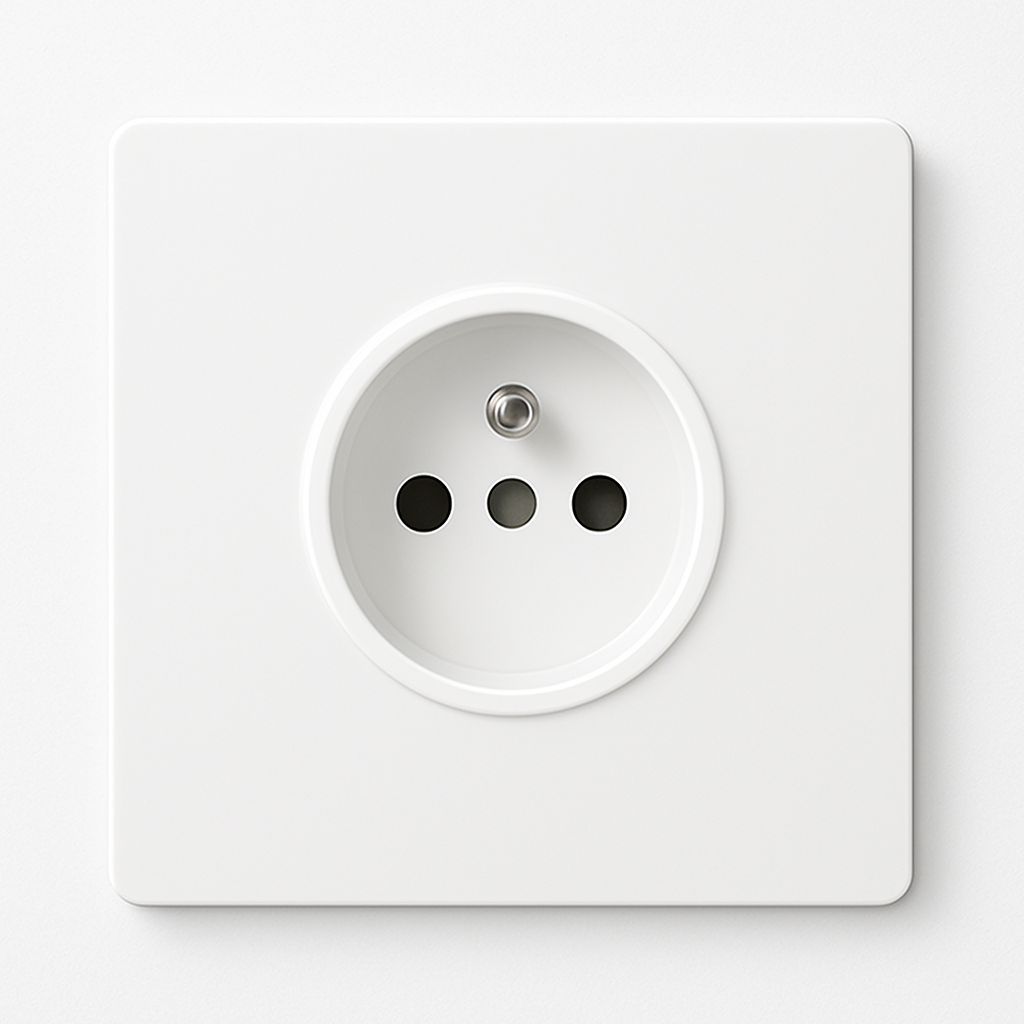 Matte White Steel French Electrical Outlet with Rounded Edges