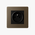 Electric socket in aged bronze steel rounded edges