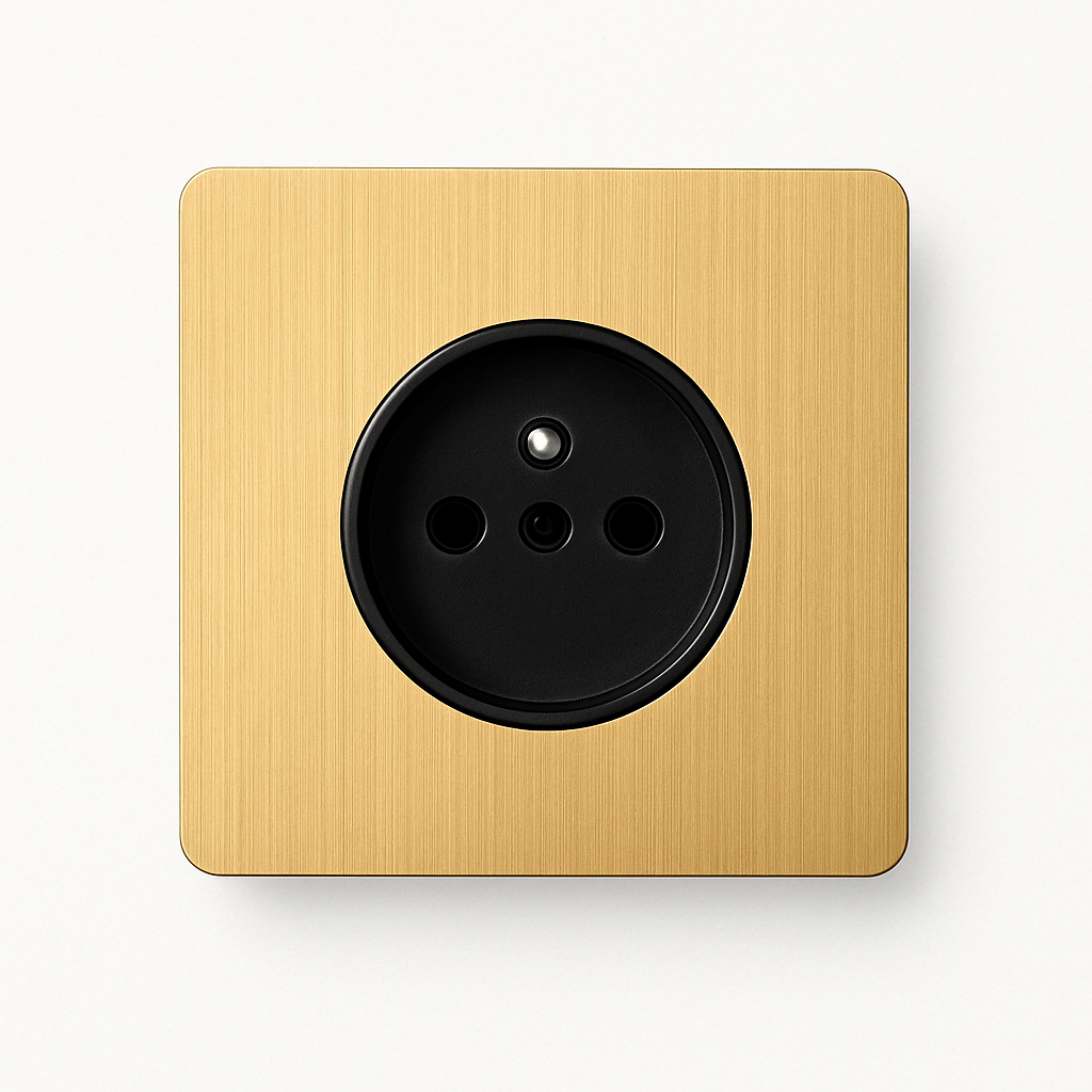 Minimalist Brushed Gold Steel Electric Socket
