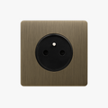 Electric Socket in Brushed Grey Stainless Steel, Rounded Edges