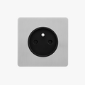 Light Grey Brushed Steel Type E Electric Socket 86 X 86 mm