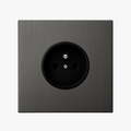 Brushed Dark Grey Steel French Electrical Socket