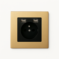 Electric and dual USB socket in brushed gold steel